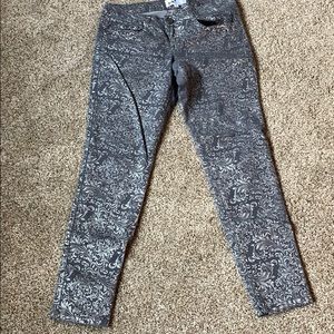 Silver Paisley Printed Jeans
